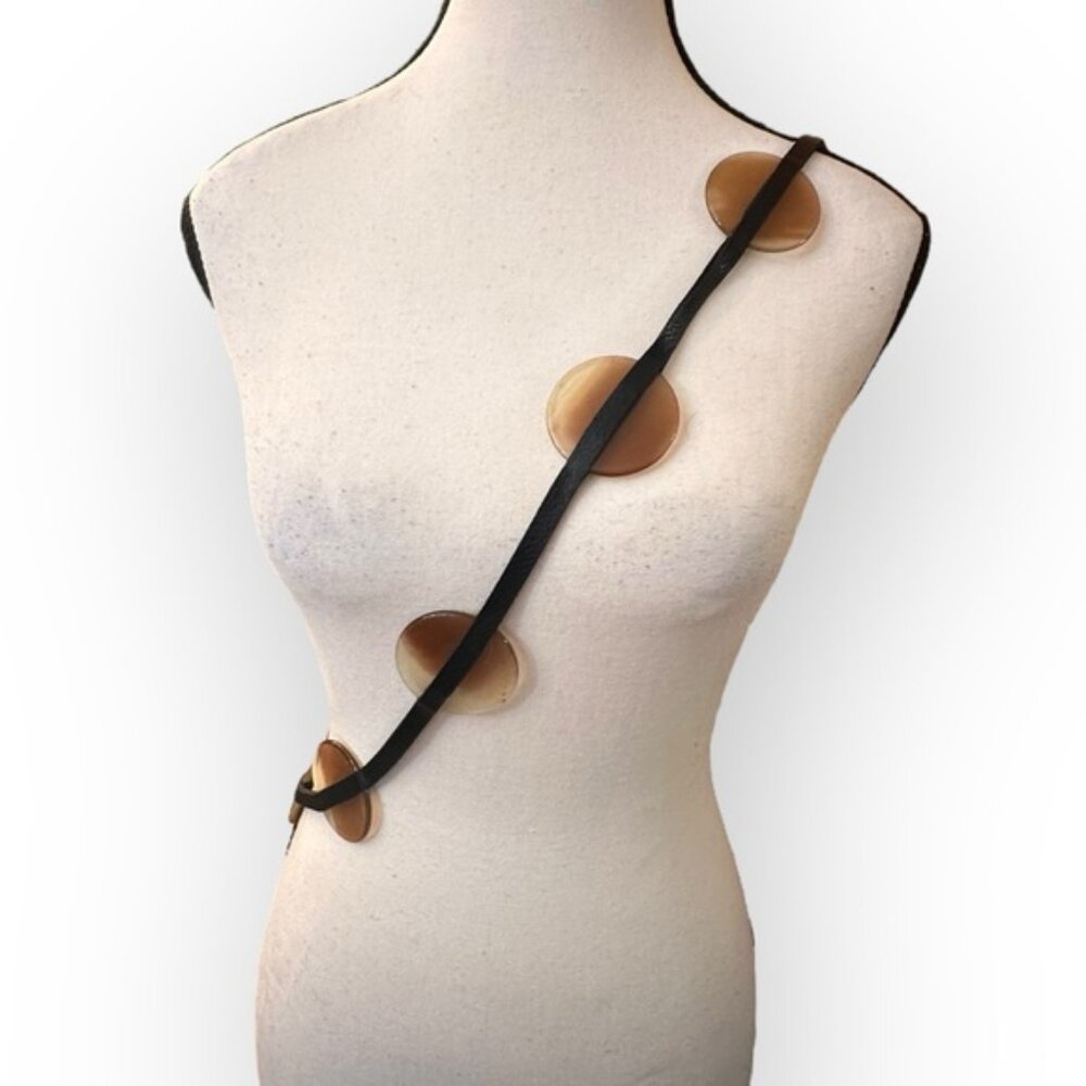 Womens Plus Size Leather Disc Tie Fashion Belt